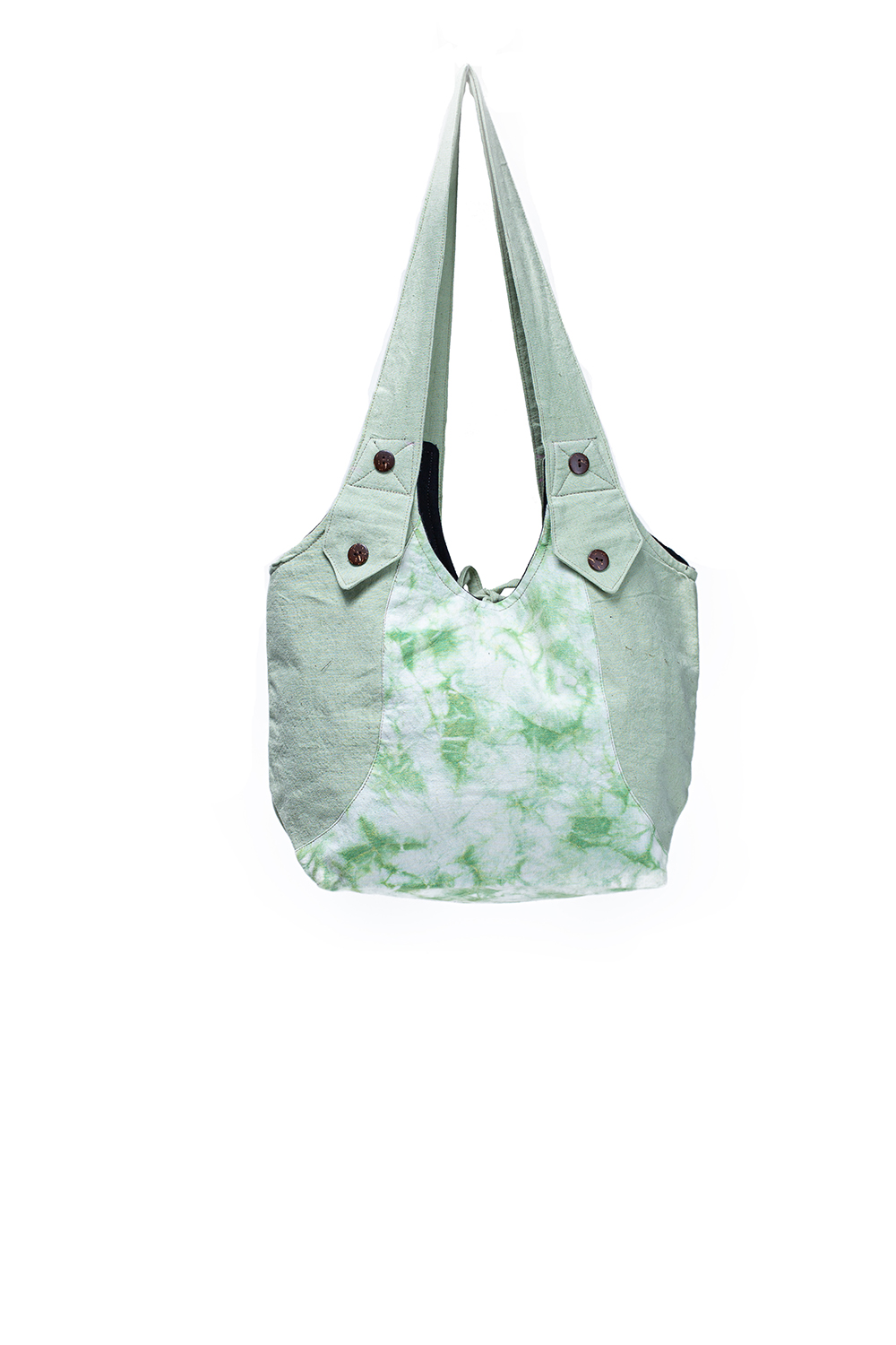 Light green tie-dye cotton hobo shoulder bag